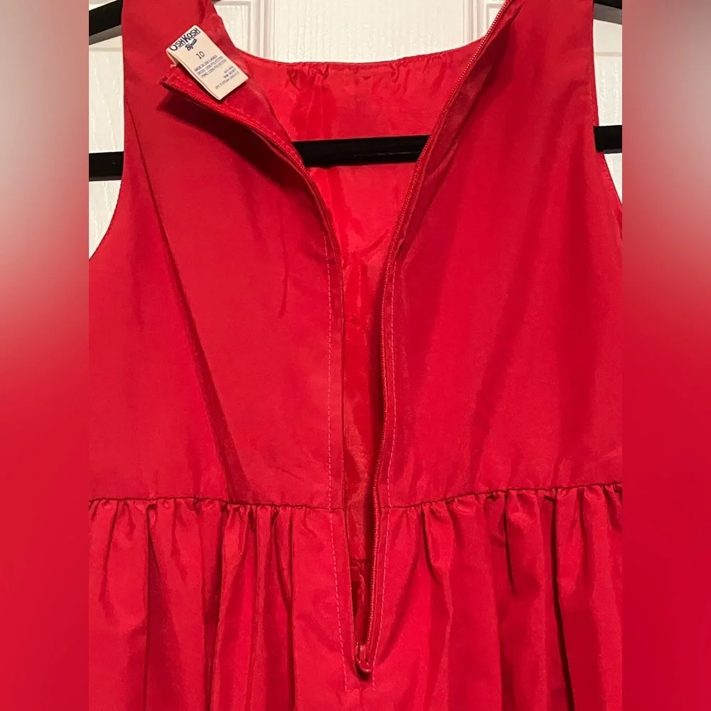 Osh Kosh B’Gosh red girls sleeveless button front zip July 4th Christmas dress